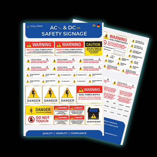 AC & DC Electrical Safety Labels for Backup and Solar Energy Systems - Haultron | Only Good Energy