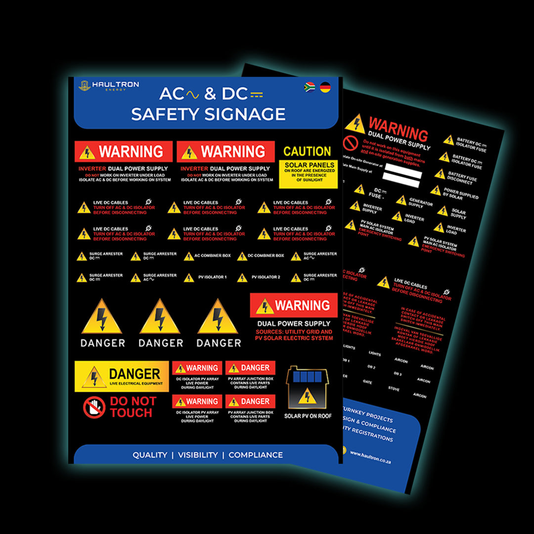 AC & DC Electrical Safety Labels for Backup and Solar Energy Systems