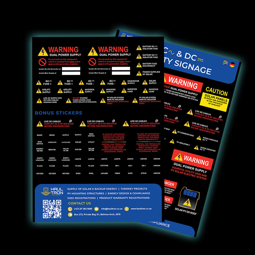 AC & DC Electrical Safety Labels for Backup and Solar Energy Systems